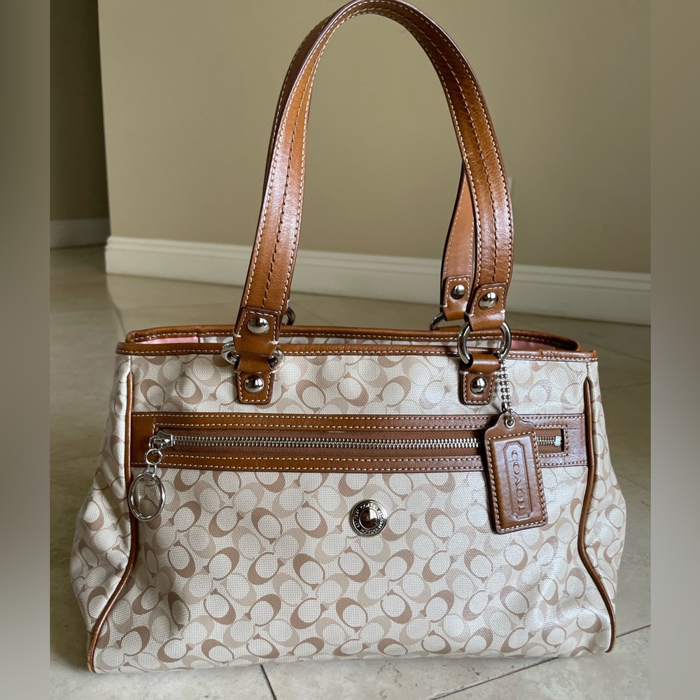Coach cream brown shoulder bag purse